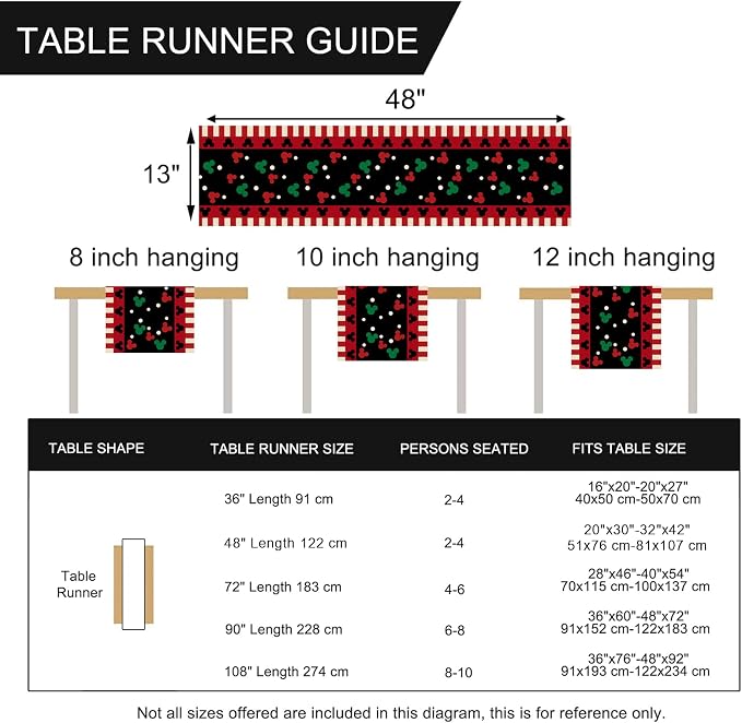 Seliem Red Black Table Runner, Funny Christmas Cute Polka Dot Home Kitchen | - Image 7