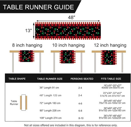 Seliem Red Black Table Runner, Funny Christmas Cute Polka Dot Home Kitchen | - Image 7