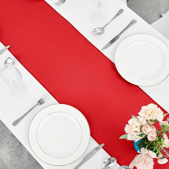 4-Pack Red Satin Table Runner 12 x 108 Inch Long Bright and Smooth Silk Fabric - Image 8