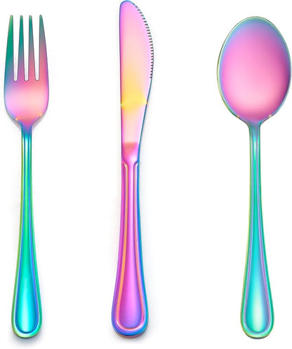 LIANYU 9-Piece Rainbow Kids Silverware Set, Stainless Steel Toddler Utensils by LIANYU