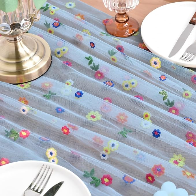 Flower Table Runner Floral Daisy Summer Birthday Party Garden Wedding Decor | - Image 5