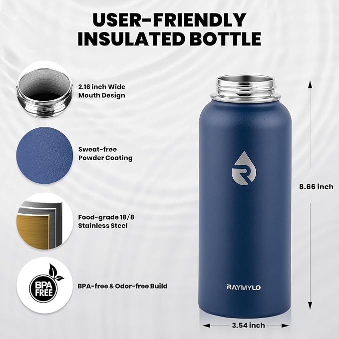 RAYMYLO Insulated Water Bottle 32 oz, Triple Wall Vacuum Stainless Steel | - Image 5