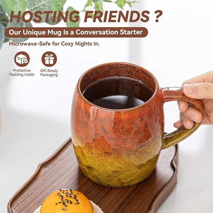 Handmade 22oz Ceramic Coffee Mug, Ergonomic Large Handle, Ideal Gift - Image 4