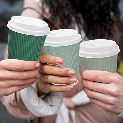 Whaline 100Pcs Sage Green Disposable Coffee Cups - Image 5