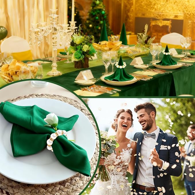 200 Pcs Pearl Napkin Rings, Exquisite Gold Napkin Rings Bulk, Suitable - Image 7