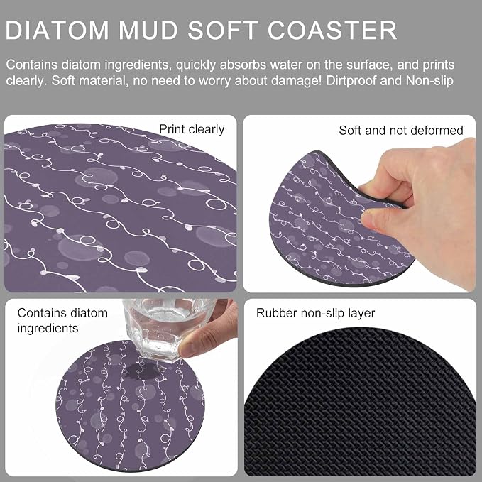 Vintage Lines Coasters Set of 4, Non-Slip Cup Coaster Mat - Image 9