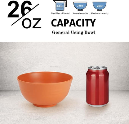 26 oz Wheat Straw Bowls, Unbreakable Cereal Bowls Set of 6, Microwave & - Image 5