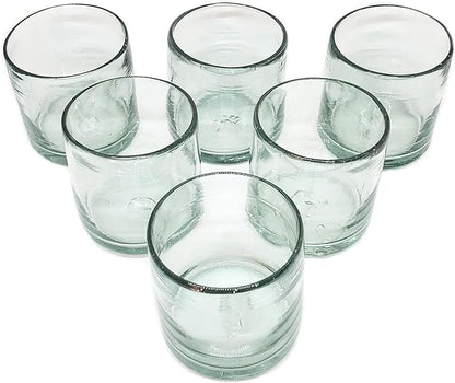 Clear Blown 8 oz DOF Rocks Glasses (set of 6) Mexican Handmade Glassware, Recycled Glass, Lead-free, Toxin-Free (DOF Rocks)