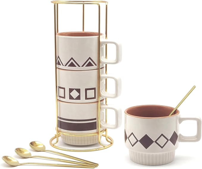 Stackable Coffee Mug Sets of 4 by MOCERAKAI