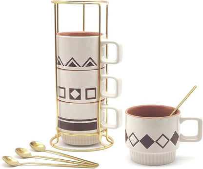 Stackable Coffee Mug Sets of 4 by MOCERAKAI