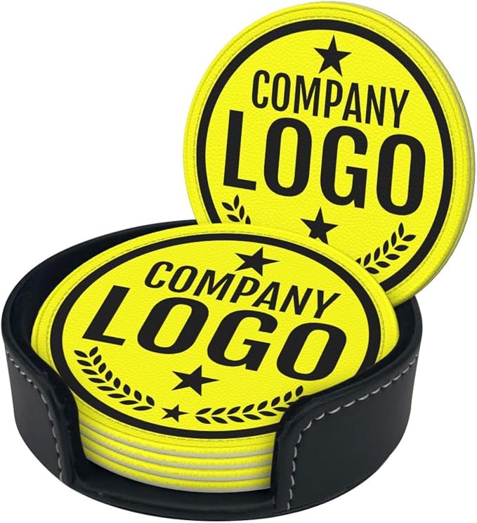 Custom Leather Coasters with Logo - Image 2