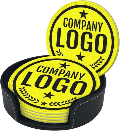 Custom Leather Coasters with Logo - Image 2
