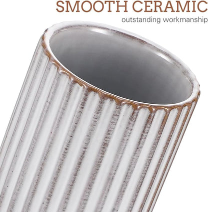 LIFKOME Vintage Ceramic Cup Japanese Style Tea Cup 300ml Striped Drinking Cup - Image 3