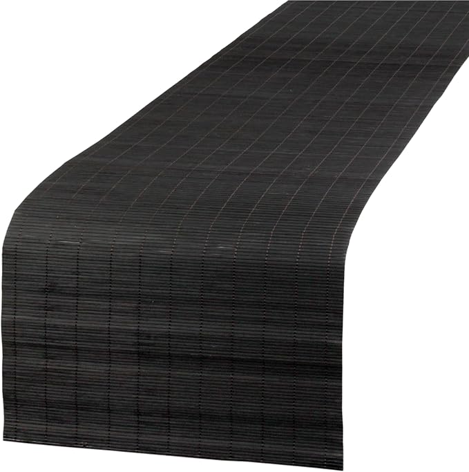 BambooMN Black Bamboo Matchstick Table Runner, 1 Piece | Natural, Home Décor - Image 2