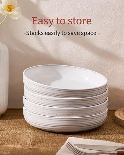 famiware Milkyway 33 oz Pasta Bowls Set of 4, Scratch-Resistant Stoneware Salad - Image 3