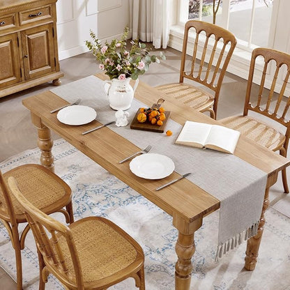 Cotton Linen Table Runner, 13x72 Inch Light Coffee - Image 6