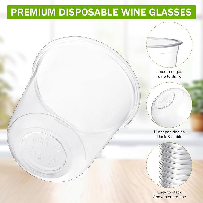Ziliny 500 Pcs Disposable Stemless Glasses 12oz Crystal Plastic Wine Glasses - Image 4
