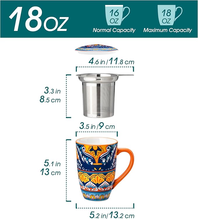 vancasso 18 Oz Tea Infuser Mug - Image 2