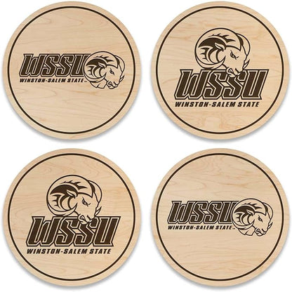 LazerEdge Winston Salem State Rams Wooden Coaster Set - Maple Wood - Officially Licensed Product - 4-Pack