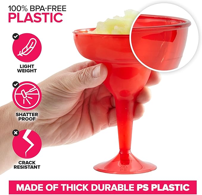 Stock Your Home Multicolor Plastic Margarita Glasses Disposable Decorations - Image 3