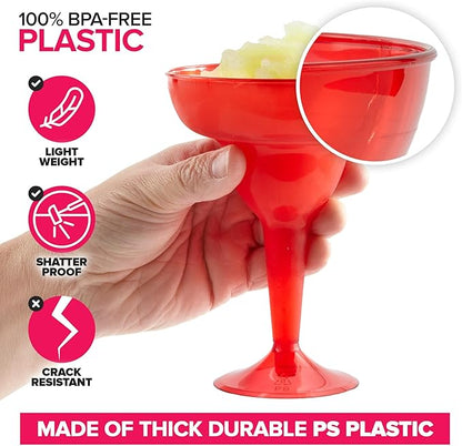 Stock Your Home Multicolor Plastic Margarita Glasses Disposable Decorations - Image 3