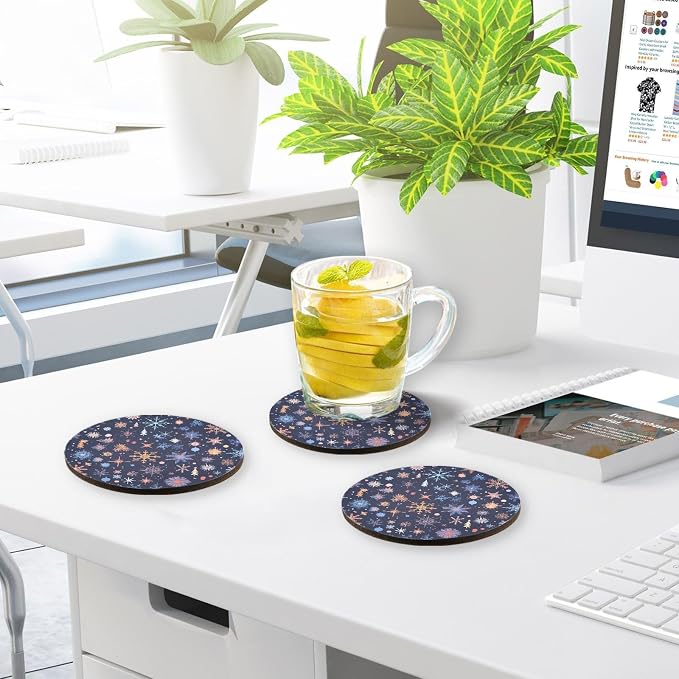Merry Christmas Multicolored Snowflakes Absorbent Coaster - Image 7