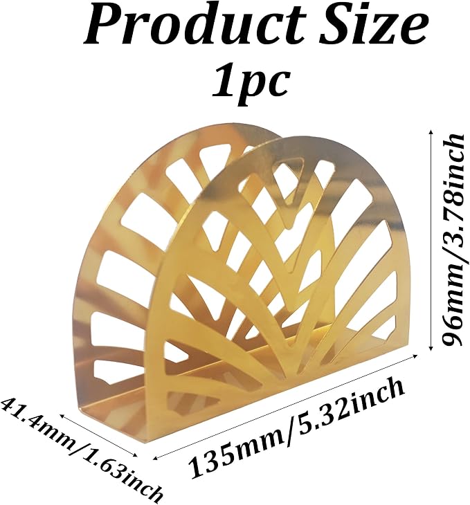 Gold Metal Napkin Holder, Semicircle Shape Vertical Napkin Organizer - Image 2