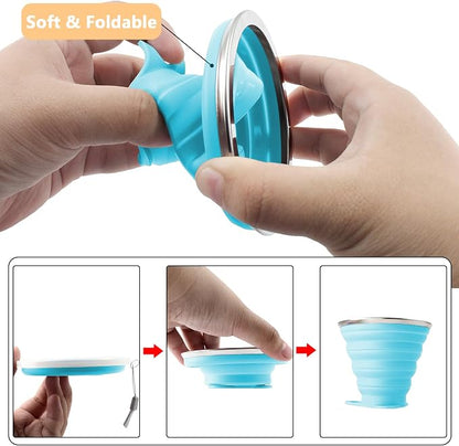 Litoexpe 4 Pack Silica gel Collapsible Travel Cup 270ml, Style 1 | Orange & - Image 3