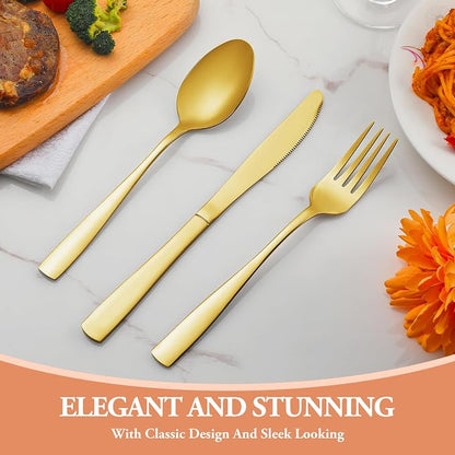 40 Pcs Gold Silverware Set, Stainless Steel Flatware Set - Image 6