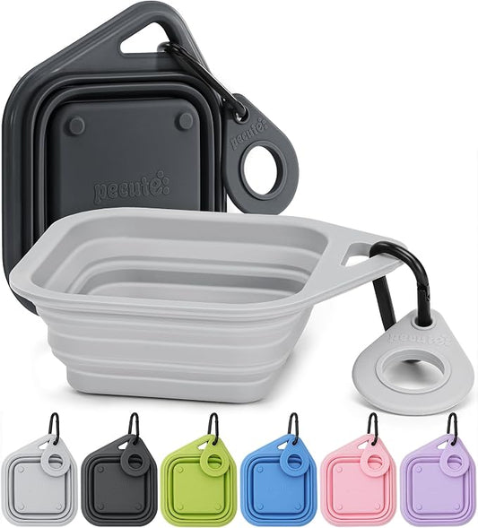 Pecute 2 Pack Foldable Travel Dog Bowls, Portable Silicone, BPA Free, by pecute