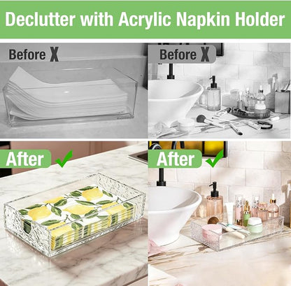Acrylic Napkin Holder, 9x5.5x1.8 Inch, Paper Towel Holder, Rectangle | Water - Image 4