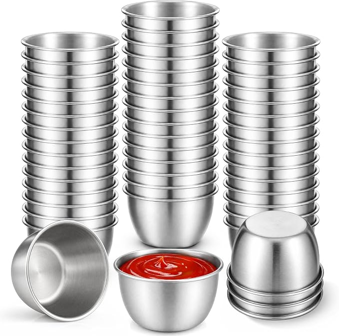 32Pcs 2.5oz Metal Ramekins Sauce Cups Stainless Steel Dipping Cups | Bulk Small by Unknown