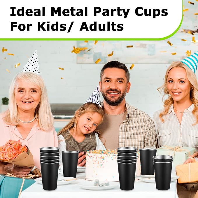Mimorou 20 Pack 16 oz Stainless Steel Pint Cups Metal Cups Unbreakable Drinking - Image 5