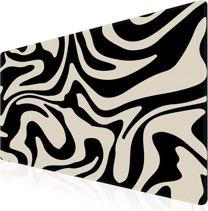 iCasso Desk Mat, XXL Large Gaming Mouse Pad, Anti-Slip Rubber Base Mousepad with Stitched Edges, Keyboard Mouse Mat Big Desk Pad for Work, Game, Office, Home, Zebra Black