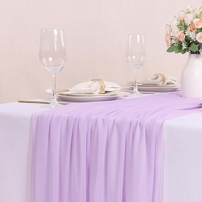 10FT Lavender Chiffon Table Runners 30x120 Inches Boho Fabric Sheer Table Runner - Image 2