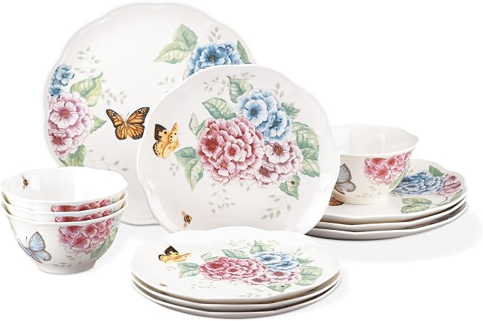 Lenox Butterfly Meadow Hydrangea Porcelain 12-Piece Dinnerware Set by Lenox