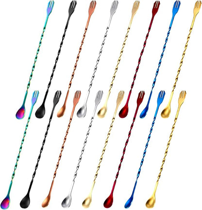 Boao 16 Pcs 10 Inch Long Bar Spoon Cocktail Spoon Stirring Mixing Stainless by Boao
