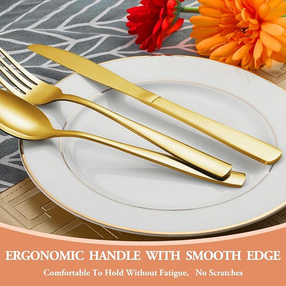 40 Pcs Gold Silverware Set, Stainless Steel Flatware Set - Image 5