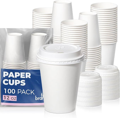 Fit Meal Prep 100 Pack 12 oz Disposable Coffee Cups by FMPBRANDS