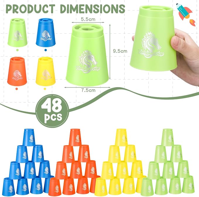 Libima 48 Pcs Sports Stacking Cups Set Stacking Cup Classic Games Speed - Image 2