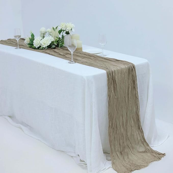 Efavormart 10ft Natural Cheesecloth Table Runner by efavormart