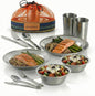 Unique Complete Messware Kit Polished Stainless Steel Dishes Set| Tableware| Dinnerware| Camping| Includes - Cups | Plates| Bowls| Cutlery| Comes in Mesh Bags