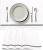 Premium Cloth Striped Placemats Set of 4 – 100% Soft Durable Jacquard Woven Cotton Table Placemats with Stain-Release Fabric – Machine Washable for Dining Table – Grey, 20"x14"