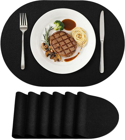 Placemats Set of 6, 11.8 x 17 Inch, Waterproof Wipeable Reversible PU Placemat by homing