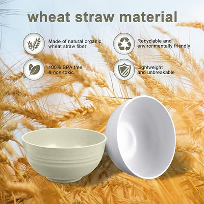 12 Pcs Unbreakable Cereal Bowls Set, 26 Oz Wheat Straw Bowls Set, Microwave & - Image 3