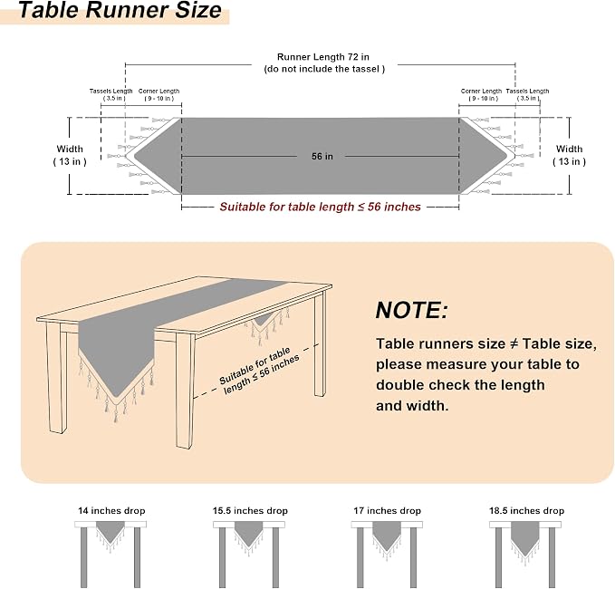 Loom and Mill Elegant Damask Table Runner 13x72 inch, Champagne Gold | Double - Image 2