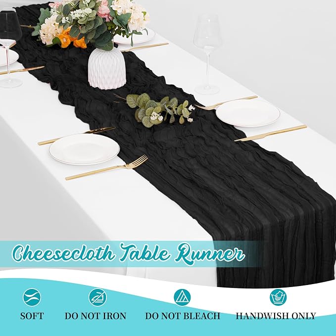 8 Pack Black Cheesecloth Table Runners 20x120 Inch Gauze Table Runner Cheese - Image 6