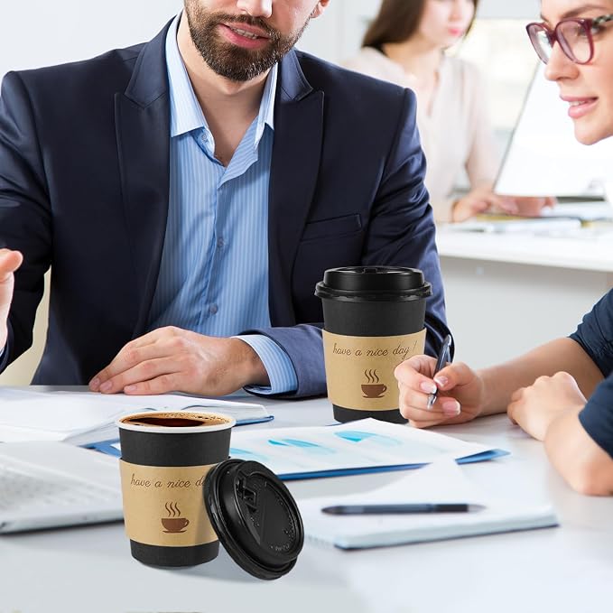 Clawsoff 100 Pack 10 oz Disposable Paper Coffee Cups - Image 5