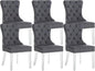 KCC Velvet Dining Chairs Set of 6, Upholstered Tufted Wingback Dining Room Chair with Nailhead Back Ring Pull Trim Solid Acrylic Legs, Contemporary Nikki Collection Style for Kitchen, Grey