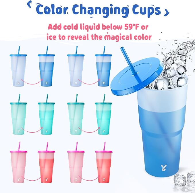 Meoky Plastic Cups with Lids and Straws - Image 2